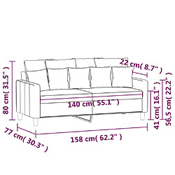 vidaXL Canapé à 2 places Marron 140 cm Velours pas cher