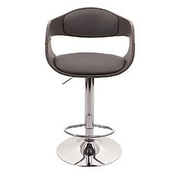 Mendler Tabouret de bar HWC-A47b, chaise de bar tabouret de comptoir, design rétro, bois simili cuir ~ gris-mat