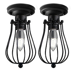 Stoex 2x Créative Plafonnier Lampe de Plafond en Métal Fer Luminaire E27 Edison Noir p