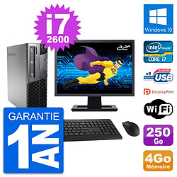 PC Lenovo M81 SFF Ecran 22" Intel i7-2600 RAM 4Go Disque 250Go Windows 10 Wifi · Occasion 