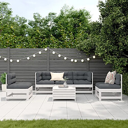 Avis Maison Chic Salon de jardin avec coussins 6 pcs, Ensemble Tables et chaises de jardin, blanc bois de pin massif -GKD356833