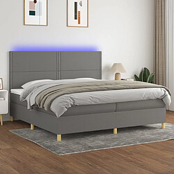 vidaXL Sommier à lattes de lit et matelas et LED Gris foncé 200x200 cm 