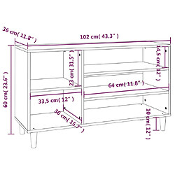 vidaXL Armoire à chaussures Gris béton 102x36x60 cm Bois d'ingénierie pas cher