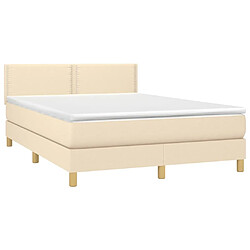 Avis Maison Chic Lit Adulte - Lit simple Lit à sommier tapissier avec matelas moelleux - Meuble de Chambre - Crème 140x200 cm Tissu -MN25790