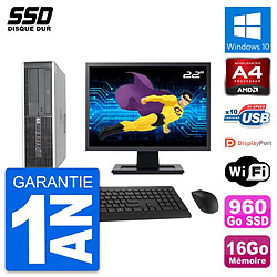 PC HP 6305 Pro SFF Ecran 22" AMD A4-5300B RAM 16Go SSD 960Go Windows 10 Wifi - Occasion