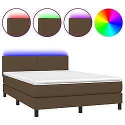 vidaXL Sommier à lattes de lit matelas et LED Marron foncé 140x190 cm