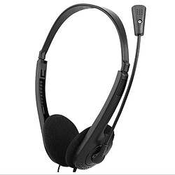 GUPBOO Casque stéréo filaire à suppression de bruit avec micro bandeau réglable pour ordinateur portable 3,5 mm