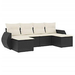 vidaXL Salon de jardin 6 pcs avec coussins noir résine tressée