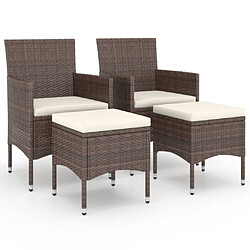 Maison Chic Jeu de 4 chaise,fauteil et tabouret de jardin 4 pcs 4 pcs Résine tressée Marron -GKD69418