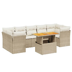 vidaXL Salon de jardin avec coussins 8 pcs beige résine tressée