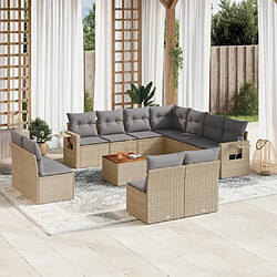 Maison Chic Salon de jardin et coussins 12 pcs | Ensemble de Table et chaises | Mobilier d'Extérieur mélange beige résine tressée -GKD54131