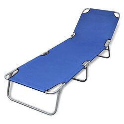 vidaXL Chaise longue pliable acier enduit de poudre bleu 