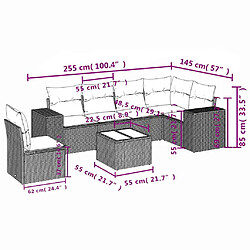 vidaXL Salon de jardin avec coussins 7 pcs gris clair résine tressée pas cher