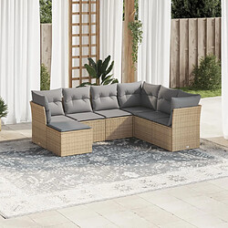 vidaXL Salon de jardin avec coussins 7 pcs beige résine tressée 