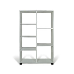 Alter Bibliothèque asymétrique avec 7 étagères, Étagère pour livres et documents, Bibliothèque de rangement de bureau, Made in Italy, 90x24xh99 cm, couleur chêne blanchi