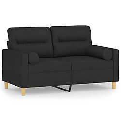 vidaXL Canapé 2 places avec oreillers décoratifs noir 120 cm tissu