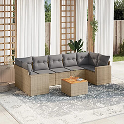 Maison Chic Salon de jardin avec coussins 8 pcs | Ensemble de Table et chaises | Mobilier d'Extérieur beige résine tressée -GKD66644