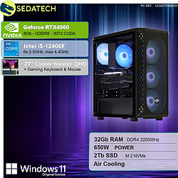 Sedatech Pack PC Gamer Pro • Intel i5-12400F • RTX4060 • 32Go RAM • 2To SSD M.2 • Windows 11 • Moniteur 27"