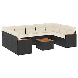 Maison Chic Salon de jardin 10 pcs avec coussins, Ensemble Tables et chaises d'extérieur noir résine tressée -GKD499440