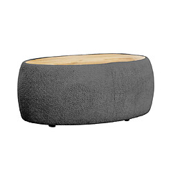 Bestmobilier Mahina - table basse ovale - en tissu bouclette et plateau en bois - 114 cm Mahina - table basse ovale - en tissu bouclette et plateau en bois - 114 cm - Gris foncé