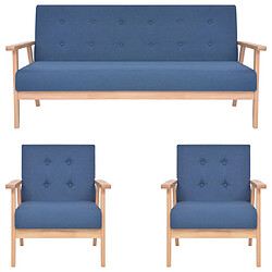 vidaXL Ensemble de canapés 3 pcs Tissu Bleu