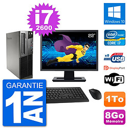 PC Lenovo M91p SFF Ecran 22" Intel i7-2600 RAM 8Go Disque 1To Windows 10 Wifi - Occasion