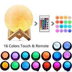 15cm Lampe Lune 16 Couleurs 3D Lampe Lune avec Télécommande Interrupteur Tactile Intégré Fonctionnant sur Piles Dimmable USB Rechargeable Veilleuse Chambre Lumières Décoratives pour Enfants 