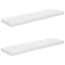 vidaXL Étagère murale flottante 2 pcs Blanc brillant 90x23,5x3,8cm MDF