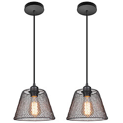 Stoex Lot de 2 Lustre Suspensions en forme de Cage 20cm Noir , Suspension Luminaire In Lot de 2 Lustre Suspensions en forme de Cage 20cm Noir , Suspension Luminaire Industrielle Vintage Plafonnier en Créatif Métal Base E27 (Ampoules non incluses)