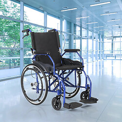 Avis FISIOMED Fauteuil roulant pliant en tissu orthopédique avec freins handicapés et personnes âgées Dasy, Couleur: Bleu