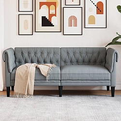 vidaXL Canapé Chesterfield 2 places gris clair tissu