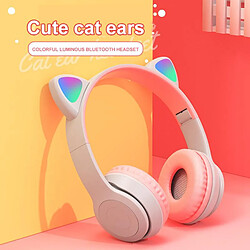 GUPBOO Oreilles de chat casque sans fil Bluetooth musique casque stéréo casque avec micro enfants casque pour fille Gamer 