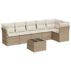 vidaXL Salon de jardin avec coussins 7 pcs beige résine tressée