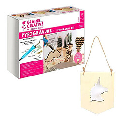 Graines Creatives Coffret pyrogravure + suspension fanion en bois Licorne