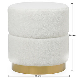 Acheter ICONIK INTERIOR Pouf Rond Tapissé en Tissu Bouclé - Gabby Blanc