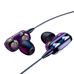 GUPBOO Écouteurs à armature équilibrée + dynamique 2 pilotes Bobine mobile Fer 3,5 mm Écouteurs filaires intra-auriculaires universels Nouveau 6D St 