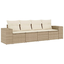 vidaXL Salon de jardin avec coussins 4 pcs beige résine tressée