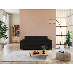 Vente-Unique Canapé 3 places convertible express 100% cuir de buffle noir matelas 22 cm DELECTEA II 