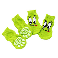 4 Chaussettes De Chien De Chiot De Chat Mignon De Compagnie Anti-dérapant Protecteur De Patte M Yeux Verts