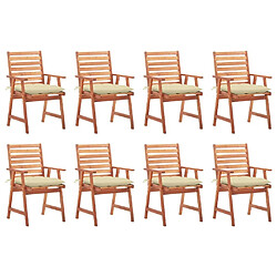 Maison Chic Lot de 8 Chaises à dîner de jardin avec coussins,Fauteuil/Chaises à manger d'extérieur Acacia massif -MN45460