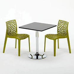 Avis Grand Soleil Table Noir et 2 Chaises Colorées Polypro