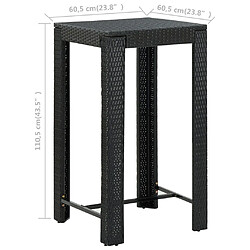 Acheter vidaXL Table de bar de jardin Noir 60,5x60,5x110,5 cm Résine tressée