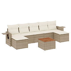 Maison Chic Salon de jardin avec coussins 8 pcs | Ensemble de Table et chaises | Mobilier d'Extérieur beige résine tressée -GKD20529