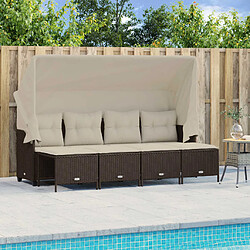 vidaXL Salon de jardin avec coussins 5 pcs marron résine tressée 