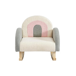 Vente-Unique Fauteuil pour enfant à bascule en tissu bouclette crème, gris et rose ESLIDA