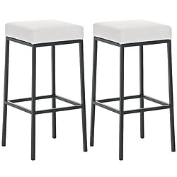 Decoshop26 Lot de 2 tabourets de bar avec repose-pieds design simple hauteur 85 cm en PVC blanc et métal noir 10_0004380 