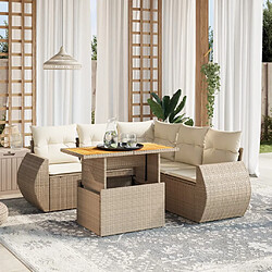 vidaXL Salon de jardin avec coussins 6 pcs beige résine tressée 