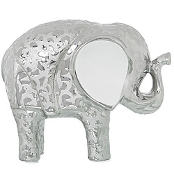 Figurine Décorative Alexandra House Living Blanc Céramique Eléphant Argenté 9 x 19 x 16 cm 