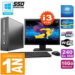 PC HP EliteDesk 800 G1 SFF Core I3-4130 16Go Disque 240 Go SSD Wifi W7 Ecran 19" · Occasion 