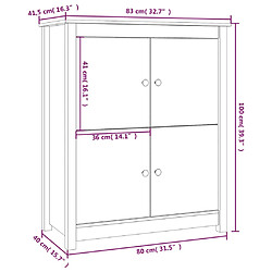 vidaXL Buffet Noir 83x41,5x100 cm Bois massif de pin pas cher